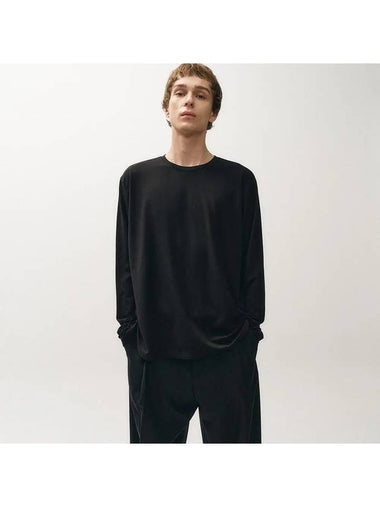 Brushed Crewneck Long Sleeve T-Shirt Black - NOIRER - BALAAN 1