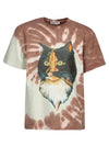 Cat Print Tie Dye Short Sleeve T-Shirt Brown - JW ANDERSON - BALAAN 1