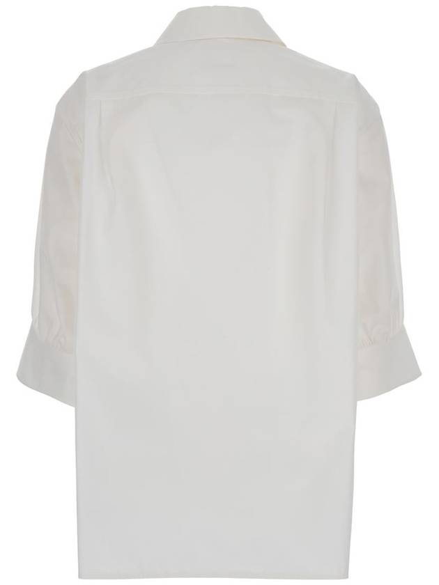 White Half Sleeve Shirt With Pointed Collar In Cotton Woman - JIL SANDER - BALAAN 2