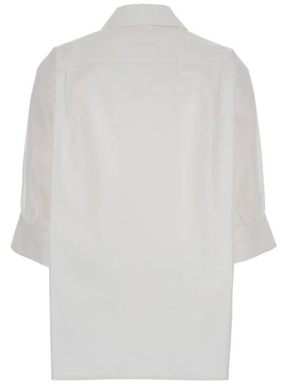 White Half Sleeve Shirt With Pointed Collar In Cotton Woman - JIL SANDER - BALAAN 2