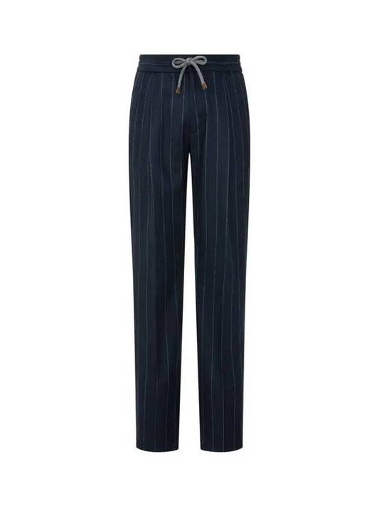 City Village 8th Anniversary 10 e Point 9 8 Men s Striped Wool Flannel Pants Navy 271868 - BRUNELLO CUCINELLI - BALAAN 1