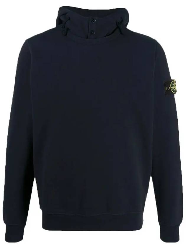 Wappen Patch Two Button Cotton Hoodie Navy - STONE ISLAND - BALAAN 2