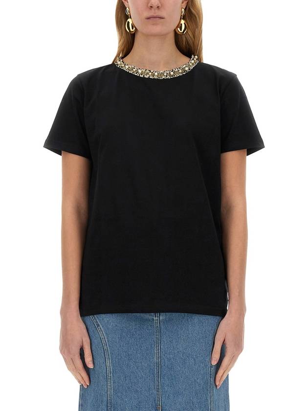 T-SHIRT WITH EMBROIDERED COLLAR - NINA RICCI - BALAAN 1