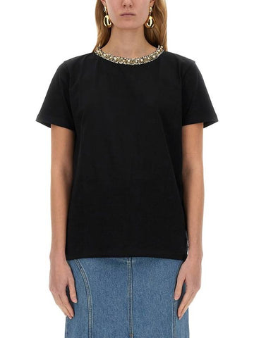 T-SHIRT WITH EMBROIDERED COLLAR - NINA RICCI - BALAAN 1