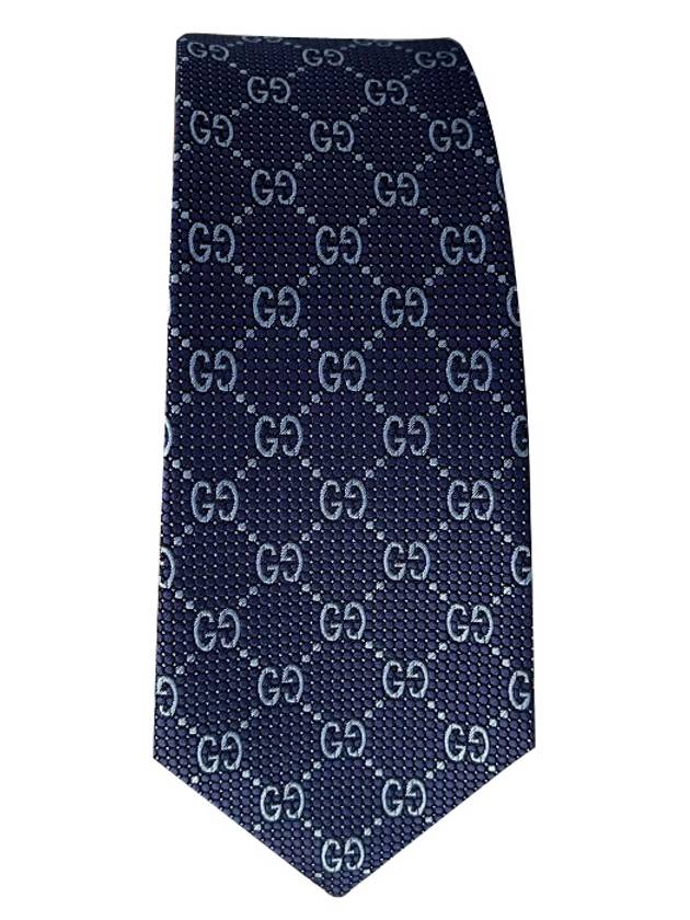 Men's GG Dot Pattern Silk Necktie Navy - GUCCI - BALAAN 5