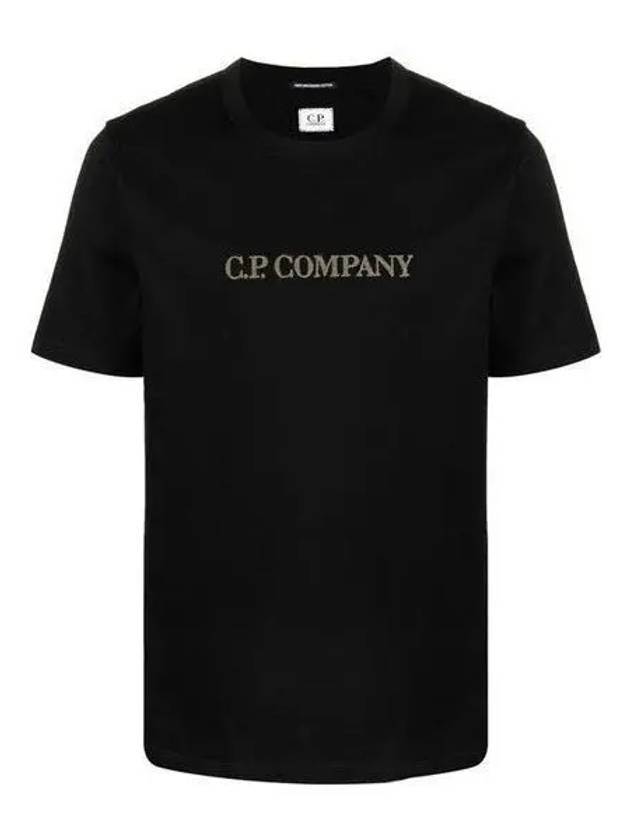 Embroidered Logo Crew Neck Cotton Short Sleeve T-Shirt Black - CP COMPANY - BALAAN 2