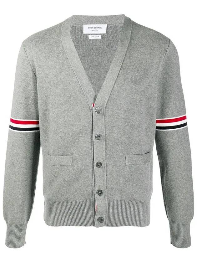 Milano Stitch Sprite Armband Cotton V-neck Cardigan Light Grey - THOM BROWNE - BALAAN 3