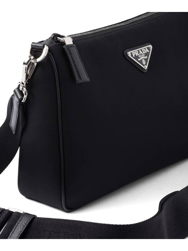 Triangle Logo Re-Nylon Saffiano Leather Shoulder Bag Black - PRADA - BALAAN 4