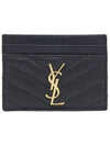 Gold Hardware Matelasse Caviar Leather Card Wallet Black - SAINT LAURENT - BALAAN 3