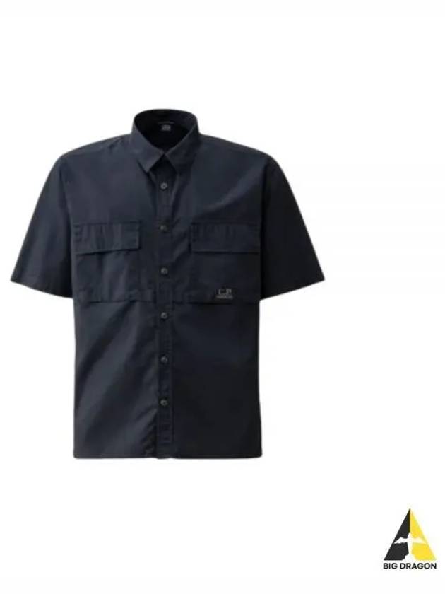 Cotton Rip-Stop Short Sleeve Shirt Navy - CP COMPANY - BALAAN 2