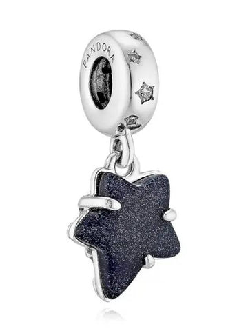 Celestial Galaxy Star Murano Dangle Bracelet Charm Silver Navy - PANDORA - BALAAN 1