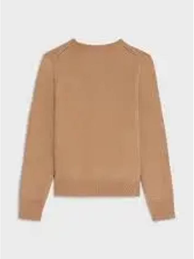 Triomphe Jacquard Crew Neck Heritage Cashmere Knit Top Camel - CELINE - BALAAN 2