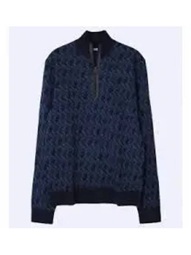 Nate JL Micro Bridge Jacquard Knit Top Navy Melange - J.LINDEBERG - BALAAN 2