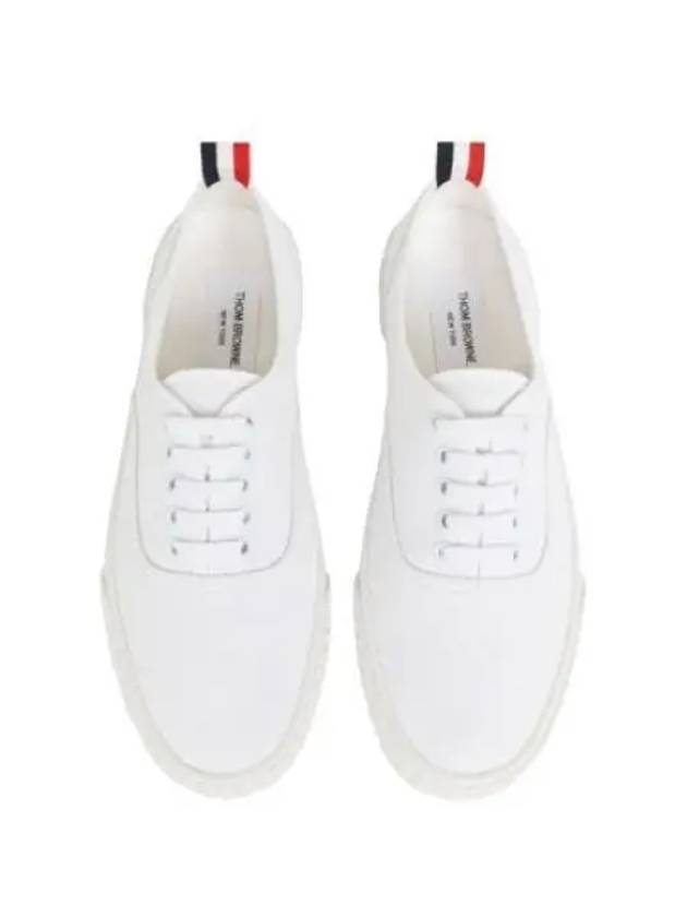 Women's Heritage Cotton Canvas Low Top Sneakers White - THOM BROWNE - BALAAN 2