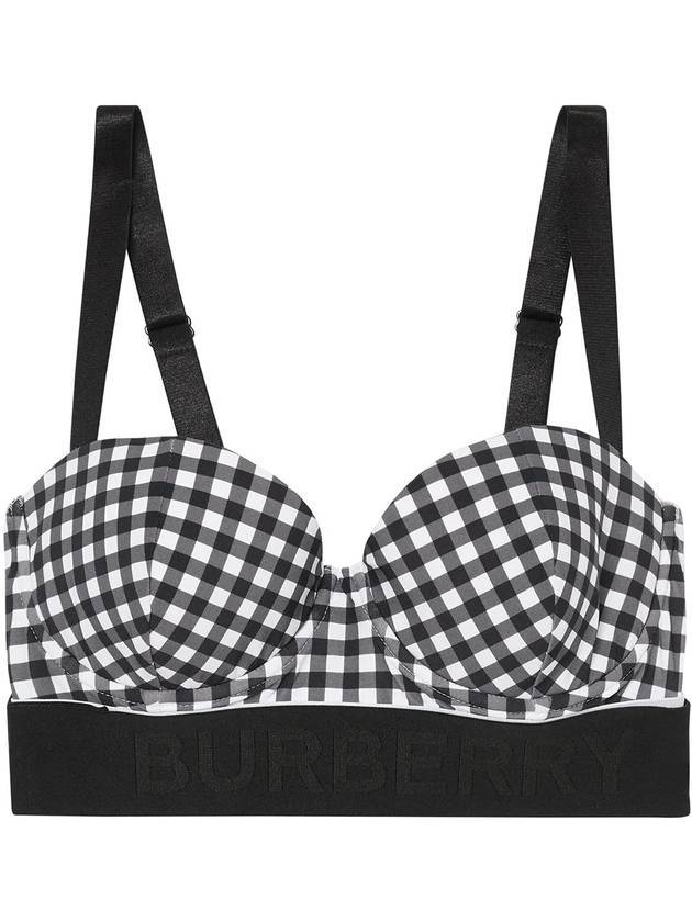 Logo Tape Gingham Check Bikini Top Black - BURBERRY - BALAAN 1