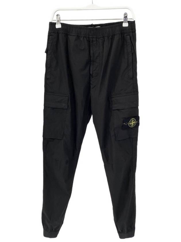 Stretch Cotton Tela Paracadute Cargo Straight Pants Black - STONE ISLAND - BALAAN 2