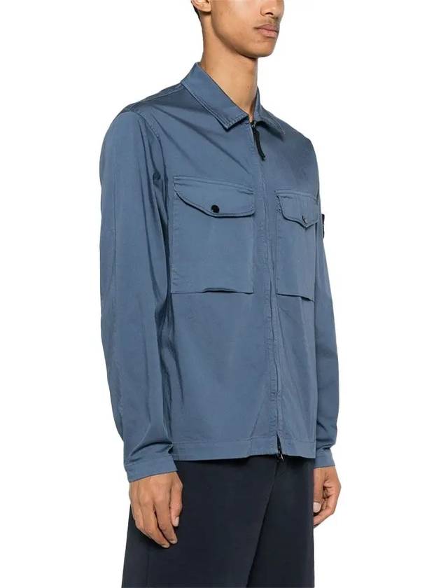 Two-pocket Overshirt Zip-up Jacket Dark Blue - STONE ISLAND - BALAAN 4