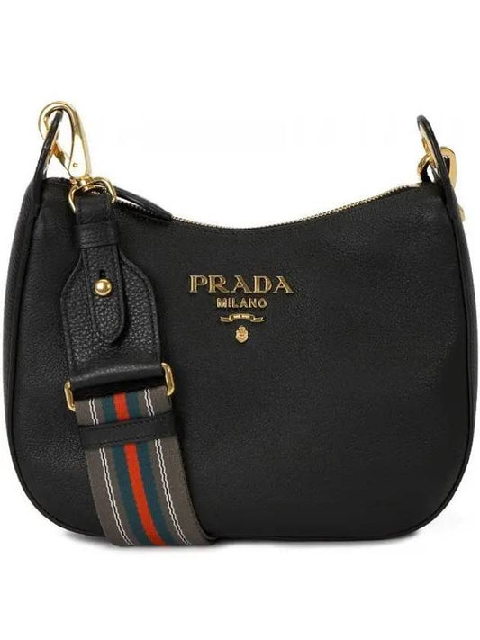 Vitello Penix Small Hobo Shoulder Bag Black - PRADA - BALAAN 2