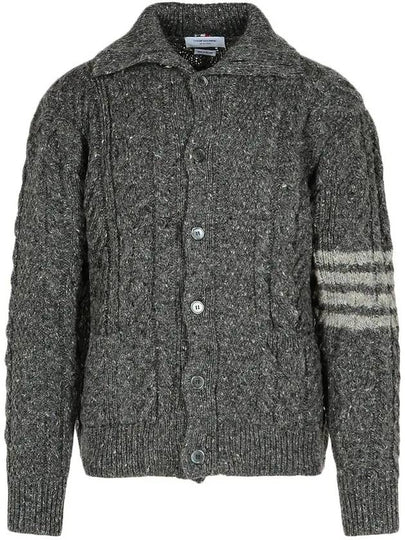 4-Bar Arm Band Knit Cardigan Grey - THOM BROWNE - BALAAN 2