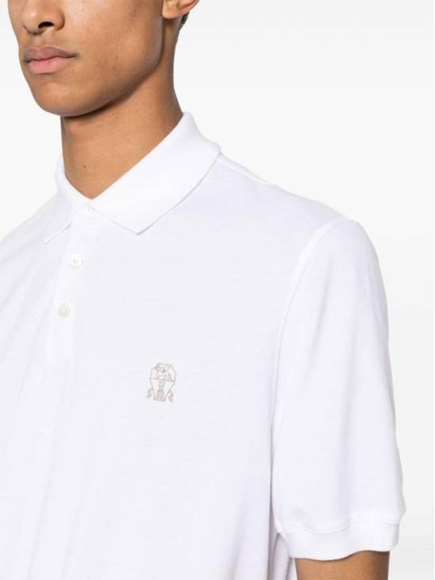 Logo Cotton Polo Shirt White - BRUNELLO CUCINELLI - BALAAN 6