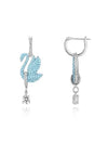 Iconic Swan Drop Rhodium Plated Earrings Blue - SWAROVSKI - BALAAN 3