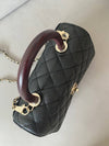 Coco Handle Small Caviar Black Burgundy Gold A92990 - CHANEL - BALAAN 7