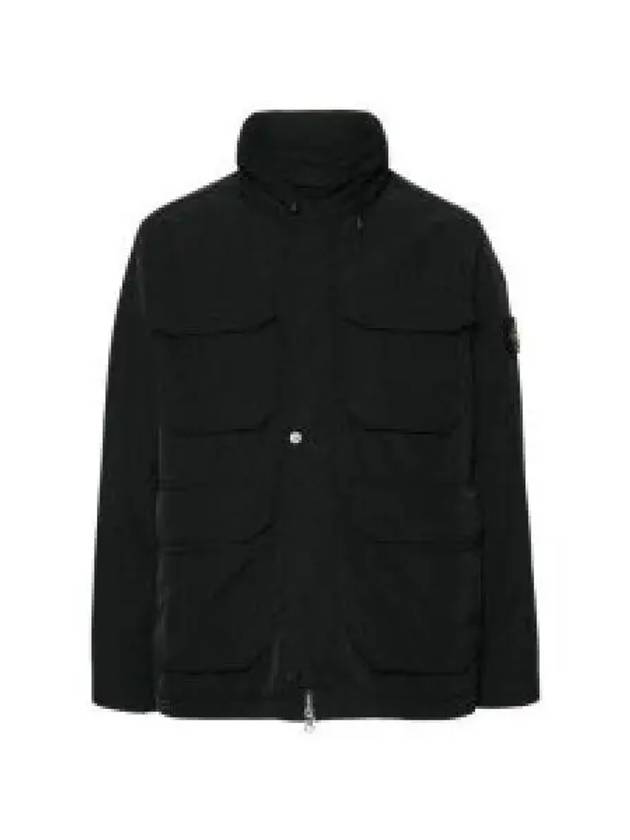 Polyester Micro Twill Zip Up Jacket Black - STONE ISLAND - BALAAN 2