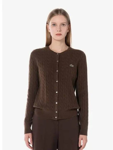 Women s cable crew neck spring fall cardigan AF091E 54N high domestic product GQ2N24080583470 - LACOSTE - BALAAN 1