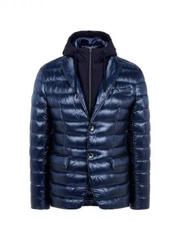 Men s Detachable Hood Goose Down Padded Jacket Navy 270738 - HERNO - BALAAN 1