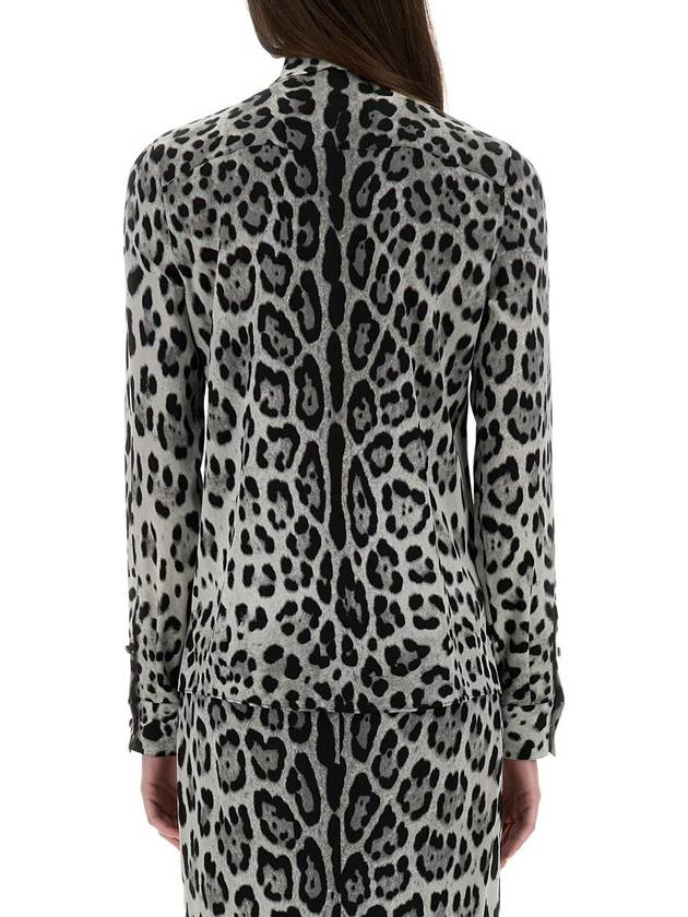 Dolce & Gabbana Leopard Print Bow Charmeuse Shirt - DOLCE&GABBANA - BALAAN 3