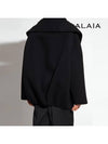 Women's Zipper Round Wool Caban Jacket Black - ALAIA - BALAAN 10