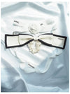 CC Ribbon Hair Scrunch Band White Black - CHANEL - BALAAN 4