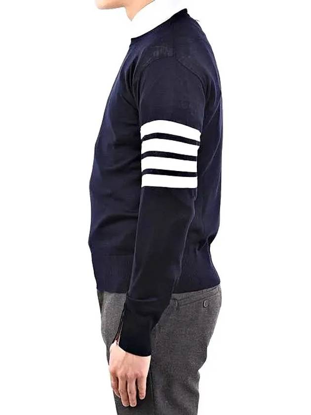 4 Bar Armband Classic Merino Wool Knit Top Navy - THOM BROWNE - BALAAN 4