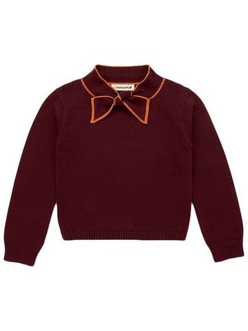 Kids Elsa Bow Knit Burgundy MP171020 607 8A - MISHA&PUFF - BALAAN 1