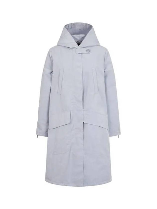 Women s Hidden Zipper Closure Hooded Coat Gray - EMPORIO ARMANI - BALAAN 1