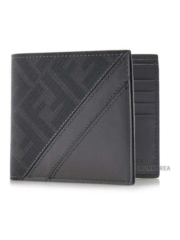 Diagonal FF Canvas Half Wallet Grey - FENDI - BALAAN 2