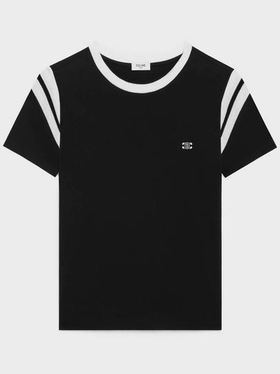 Regular Fit Cotton Jersey Short Sleeve T-Shirt Black - CELINE - BALAAN 2