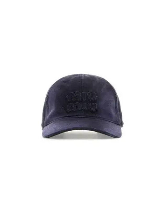 Logo Detail Denim Base Cotton Ball Cap Navy - MIU MIU - BALAAN 2