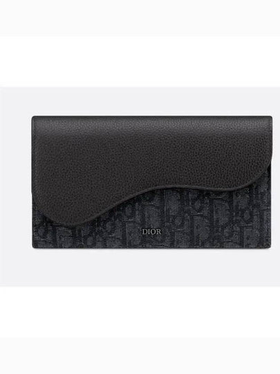 Saddle Oblique Jacquard Leather Long Wallet Black - DIOR - BALAAN 2