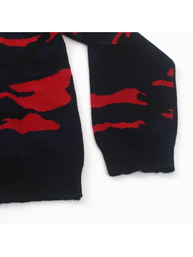 Camouflage Cashmere Knit Top Black Red - VALENTINO - BALAAN.