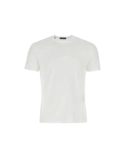 Men's Lyocell Round Neck Cotton Short Sleeve T-Shirt White - TOM FORD - BALAAN 2