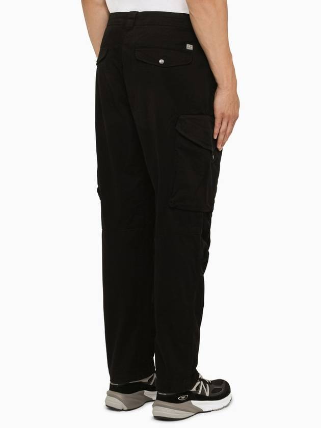 Stretch Sateen Cargo Straight Pants Black - CP COMPANY - BALAAN 4