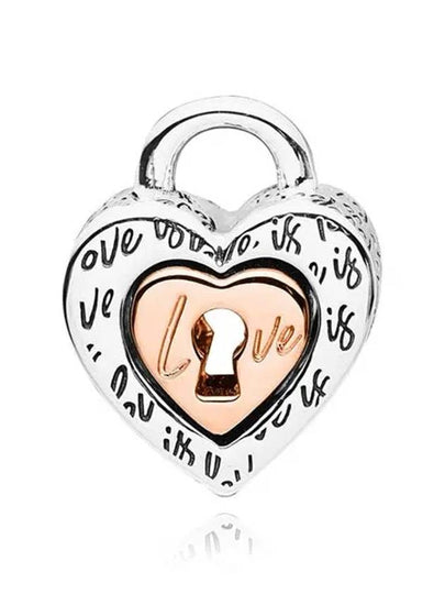 Two Tone Padlock Splittable Heart Bracelet Charm Silver - PANDORA - BALAAN 2