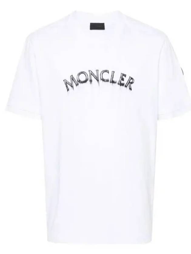 Powder Effect Logo Cotton Short Sleeve T-Shirt Optical White - MONCLER - BALAAN 2