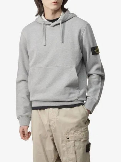 Logo Patch Drawstring Hoodie Melange Grey - STONE ISLAND - BALAAN 2