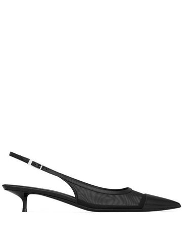 Oxalis Slingback Heels Black - SAINT LAURENT - BALAAN 1