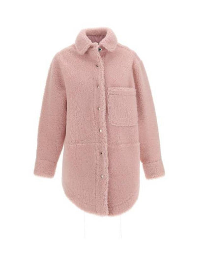 Women's Fur Shearling Shirt Jacket Light Pink - THOM BROWNE - BALAAN 2