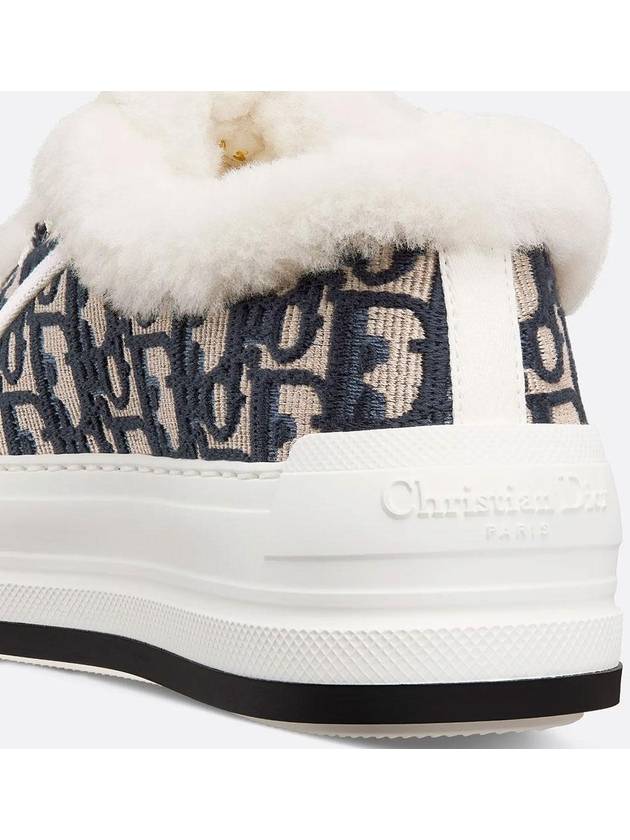 Walk'n'Dior Platform Oblique Embroidered Cotton Shearling Low Top Sneakers Deep Blue - DIOR - BALAAN 4