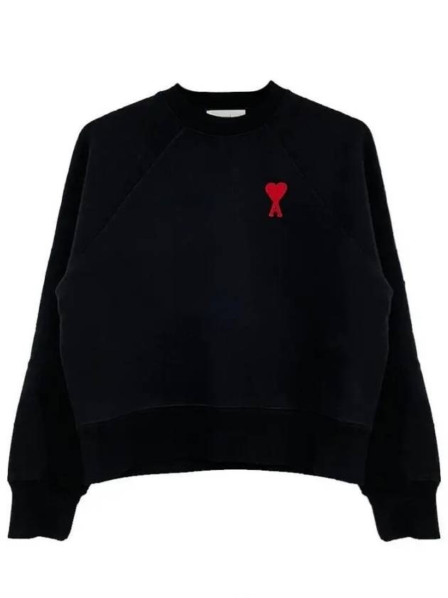 Men's Heart Logo Cotton Sweatshirt Black - AMI - BALAAN 2