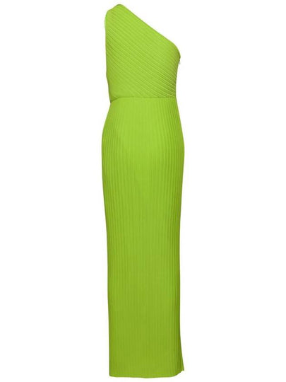 Green One Shoulder Maxi Dress In Techno Fabric Woman - SOLACE LONDON - BALAAN 2